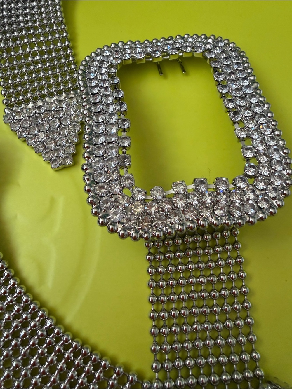 Zara Silver Crystal Mesh Statement Necklace